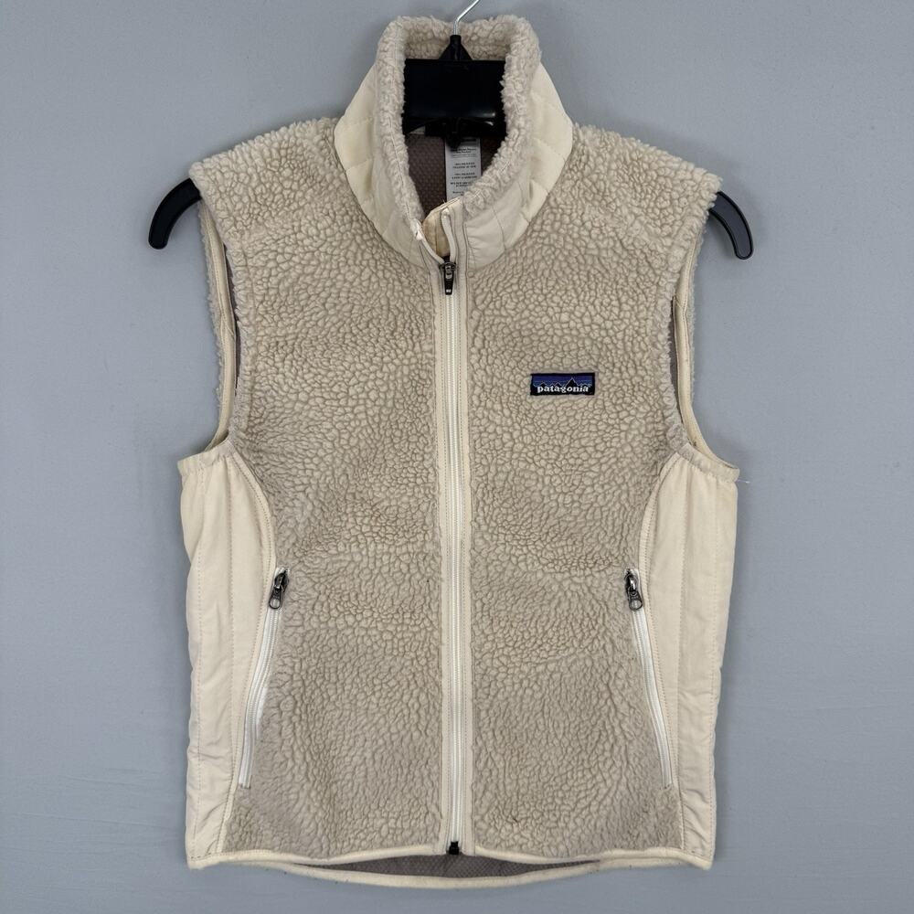 Patagonia Retro X Deep Pile Fleece Vest Women Size Small Full Zip Outdoor Beige